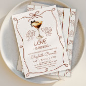  whimsical tan drawn Love Is Brewing Bridal Shower 招待状