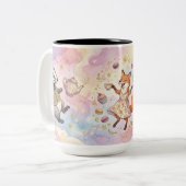 Whimsical Tea Party Animals ツートーンマグカップ (正面左)