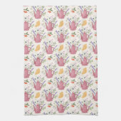 Whimsical Tea Time Doodle Kitchen Towel  キッチンタオル (縦)