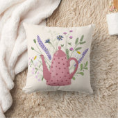 Whimsical Tea Time Doodle Throw Pillow クッション (ブランケット)