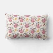Whimsical Tea Time Doodle Throw Pillow ランバークッション (裏面)