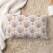 Whimsical Tea Time Doodle Throw Pillow ランバークッション (ブランケット)