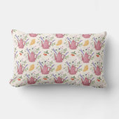 Whimsical Tea Time Doodle Throw Pillow ランバークッション (正面)
