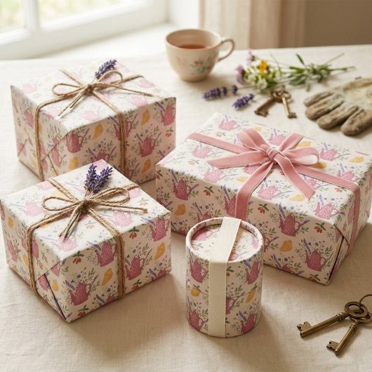 Whimsical Tea Time Doodle Wrapping Paper ラッピングペーパー