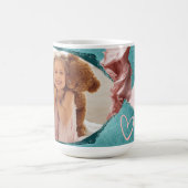 Whimsical Teal & Blush Torn Paper Heirloom Frame コーヒーマグカップ (中央)