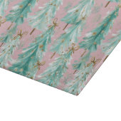 Whimsical Teal Christmas Trees on Pink  カッティングボード (角)