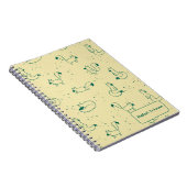 Whimsical Teal Doodle Foxes on Butter Yellow  ノートブック (右側)