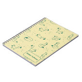 Whimsical Teal Doodle Foxes on Butter Yellow  ノートブック (左側)