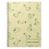 Whimsical Teal Doodle Foxes on Butter Yellow  ノートブック (正面)