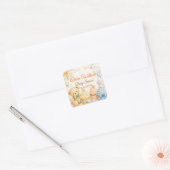 Whimsical Teddy Bear Baby Shower スクエアシール (封筒)