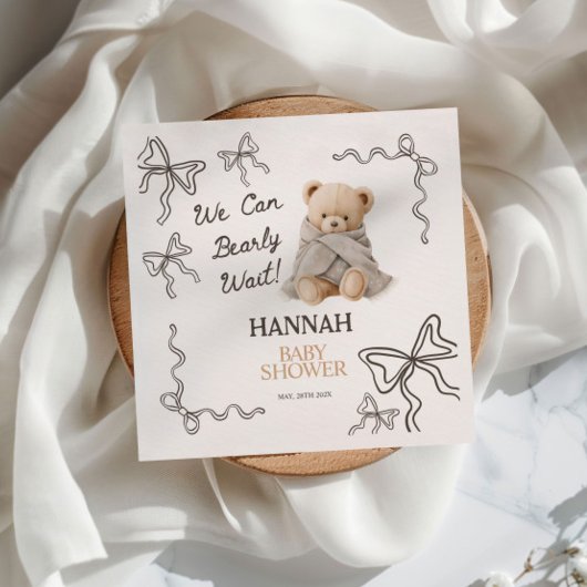 Whimsical Teddy Bear Baby Shower スタンダードカクテルナプキン