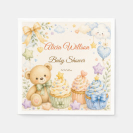 Whimsical Teddy Bear Baby Shower スタンダードカクテルナプキン