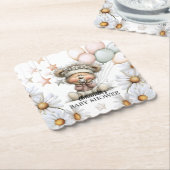 Whimsical Teddy Bear Baby Shower  ペーパーコースター (アングル)