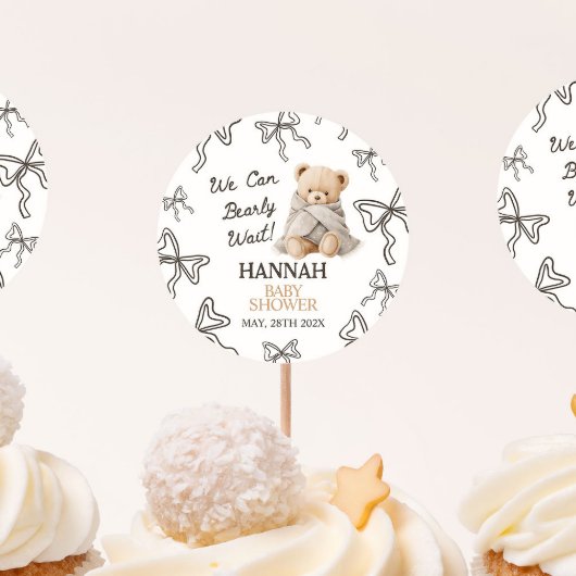 Whimsical Teddy Bear Baby Shower  ラウンドシール