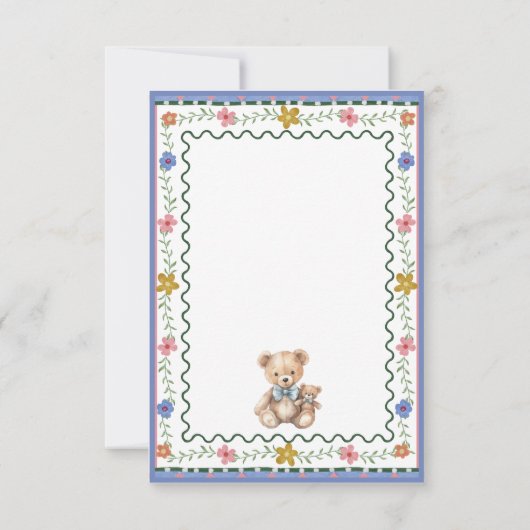 Whimsical Teddy Bear Baby Shower 招待状 (裏面)