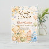 Whimsical Teddy Bear Baby Shower 招待状 (スタンド正面)
