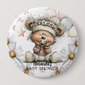 Whimsical Teddy Bear Baby Shower  缶バッジ (正面)