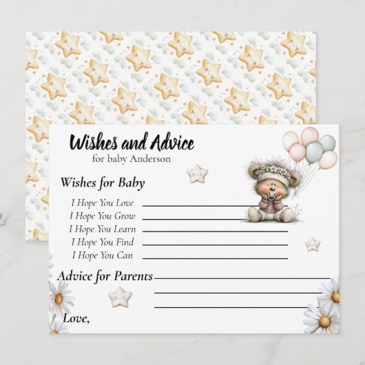 Whimsical Teddy Bear Baby Shower Design  エンクロージャーカード (正面/裏面)