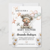 Whimsical Teddy Bear Baby Shower Invitation シーズンカード (正面)