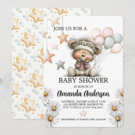 Whimsical Teddy Bear Baby Shower Invitation シーズンカード
