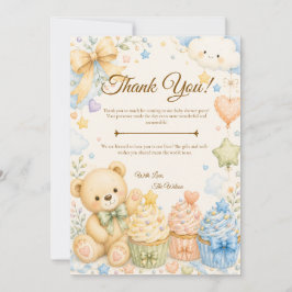 Whimsical Teddy Bear Baby Shower Thank You サンキューカード