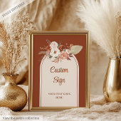 Whimsical Terracotta Pampas Sage Boho Arch Custom  ポスター