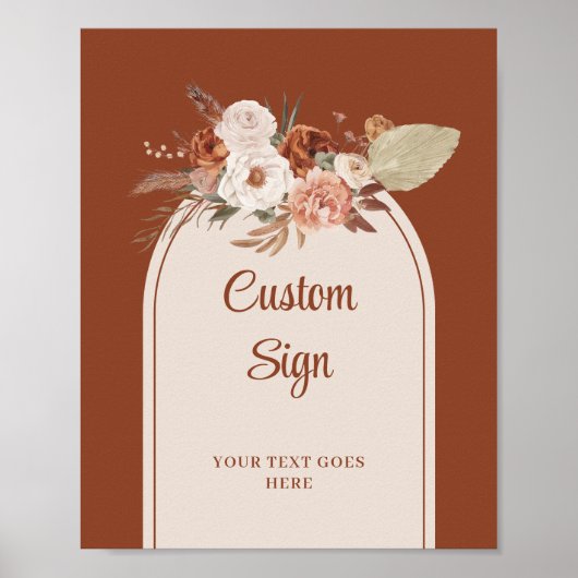 Whimsical Terracotta Pampas Sage Boho Arch Custom  ポスター (正面)