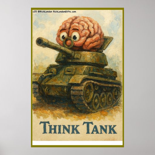Whimsical Think Tank Cartoon Design ポスター (正面)
