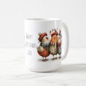 Whimsical Three French Hens 12 Days Christmas 15oz コーヒーマグカップ (正面右)