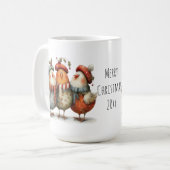Whimsical Three French Hens 12 Days Christmas 15oz コーヒーマグカップ (正面左)