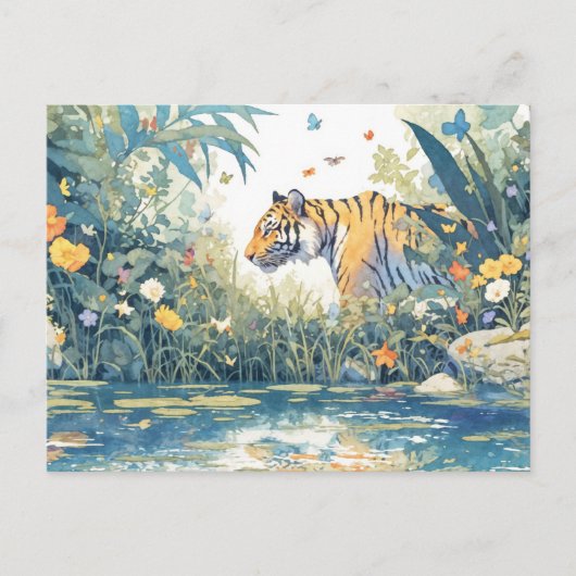 Whimsical Tiger by Watercolor River ポストカード (正面)
