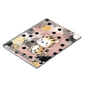 Whimsical Tiger Floral Watercolor Art ノートブック (左側)