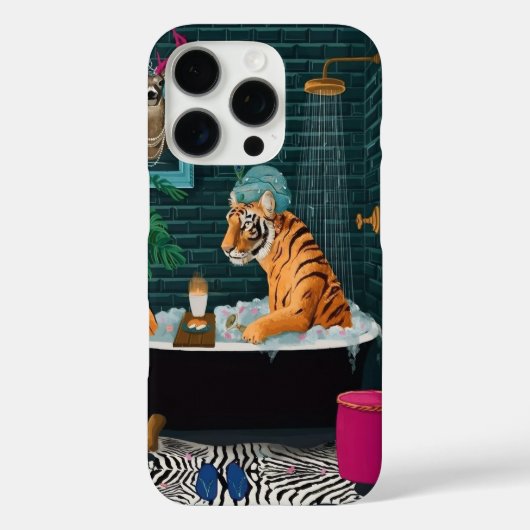 Whimsical Tiger in a Bubble Bath Phone Case Case-Mate iPhoneケース (裏面)