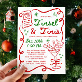 Whimsical Tinsel and Tinis Christmas Party 招待状