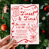 Whimsical Tinsel and Tinis Christmas Party 招待状