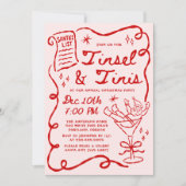 Whimsical Tinsel and Tinis Christmas Party 招待状 (正面)