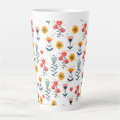 Whimsical Tiny Floral Pattern Tote Bag カフェラテマグ (正面)