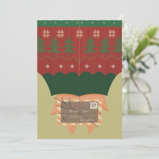 Whimsical "To Santa" Christmas Card 5x7-xmas カード (スタンド正面)