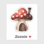 Whimsical Toadstool Mushroom House Illustration シール (シート)
