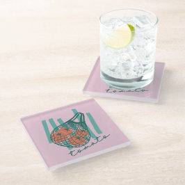 Whimsical Tomatos Italy Farmers Market ガラスコースター