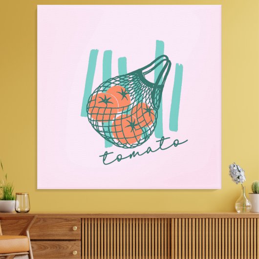 Whimsical Tomatos Italy Farmers Market キャンバスプリント (インサイチュ (リビング))