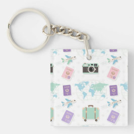 Whimsical Travel Doodle Keychain – Cute Adventure キーホルダー