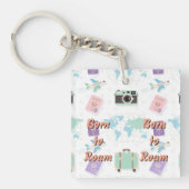 Whimsical Travel Doodle Keychain – Cute Adventure キーホルダー (正面)