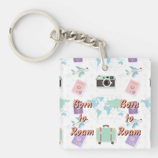 Whimsical Travel Doodle Keychain – Cute Adventure キーホルダー (正面)