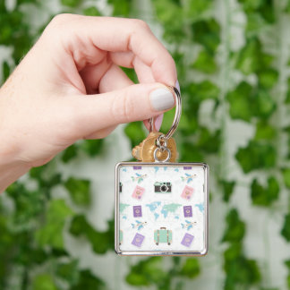 Whimsical Travel Doodle Keychain – Cute Adventure キーホルダー