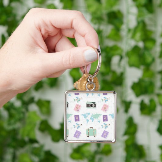 Whimsical Travel Doodle Keychain – Cute Adventure キーホルダー (手)