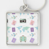Whimsical Travel Doodle Keychain – Cute Adventure キーホルダー (正面)