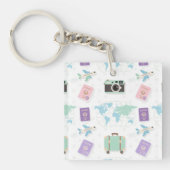 Whimsical Travel Doodle Keychain – Cute Adventure キーホルダー (正面)