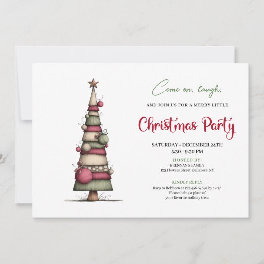 Whimsical tree fun modern Christmas celebration 招待状 (正面)
