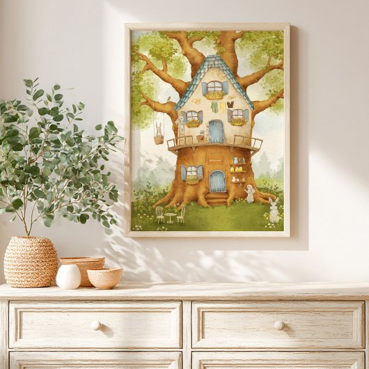 Whimsical Treehouse Storybook Poster kids ポスター